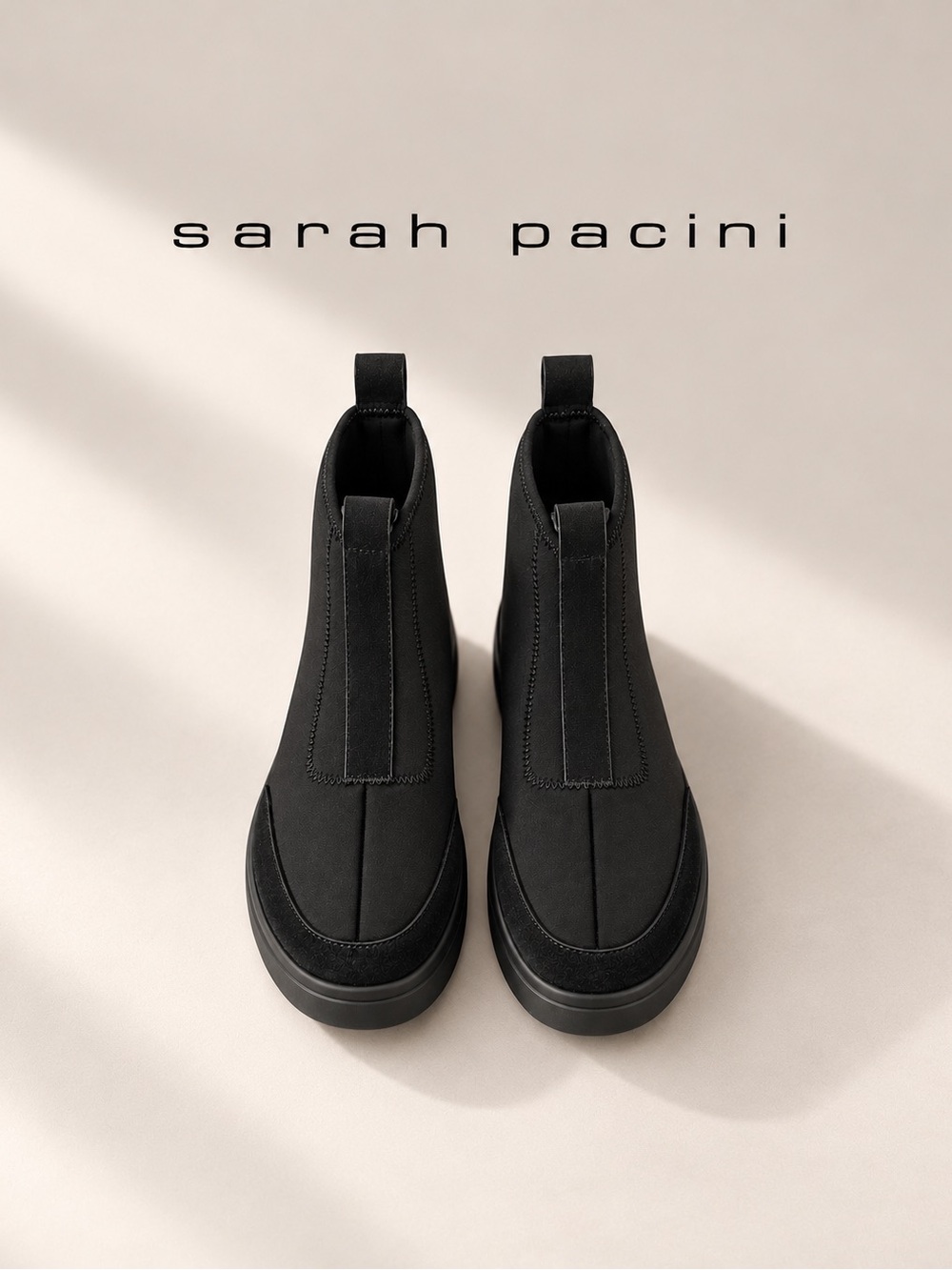 Sarah Pacini 🏛️- Black Mixed-Media Ankle Boot